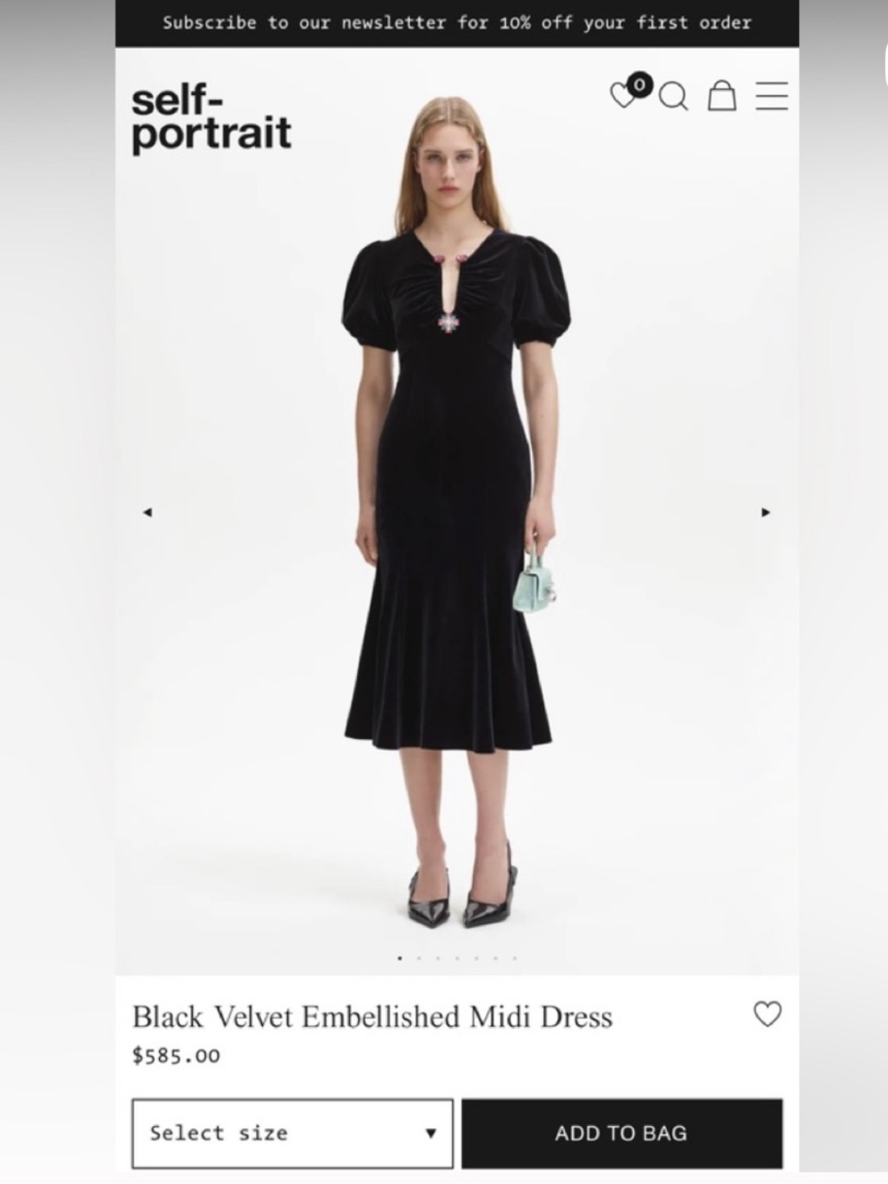 ♠️ Self Portrait Black Velvet Embellished Midi Dress ♠️